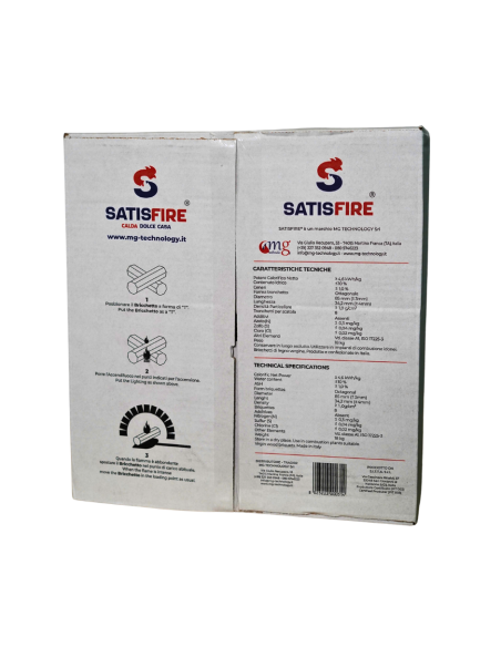 5 Scatole da 18 kg Bricchetto ottagonale SatisFire puro faggio