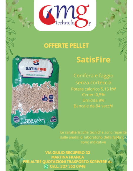 Pellet SatisFire - Pedana 70 sacchi € 7,40