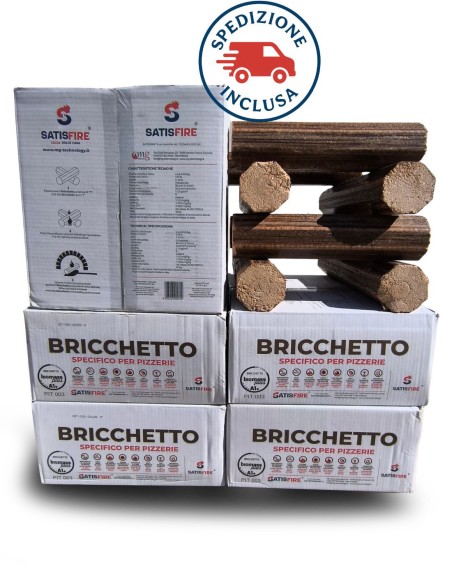 5 Scatole da 18 kg Bricchetto ottagonale SatisFire puro faggio