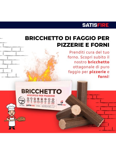 5 Scatole da 18 kg Bricchetto ottagonale SatisFire puro faggio