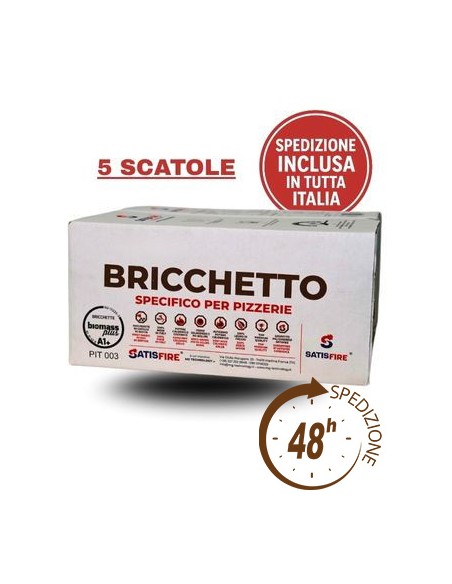 5 Scatole da 18 kg Bricchetto ottagonale SatisFire puro faggio