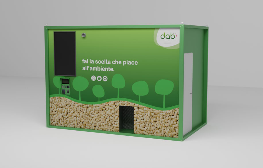 Frontale di distributore automatico di pellet in Puglia modello Easy DAb e Gold DAb